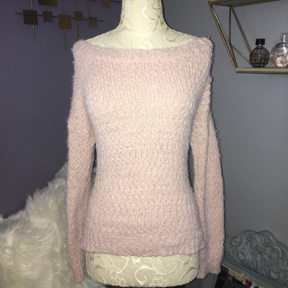 COPY - Pink oversized off shoulder sweater